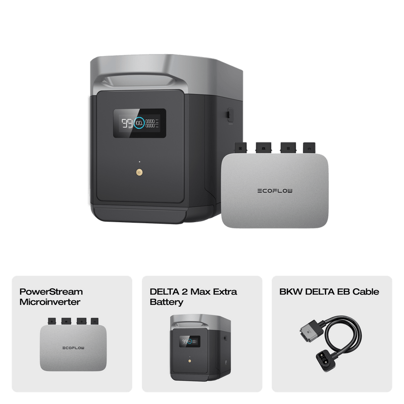 Carregue imagem no visualizador da galeriaEcoFlow DELTA 2 Max Smart Extra Battery 0% VAT (Only Austria) DELTA 2 Max Extra Battery + PowerStream Microinverter 800W