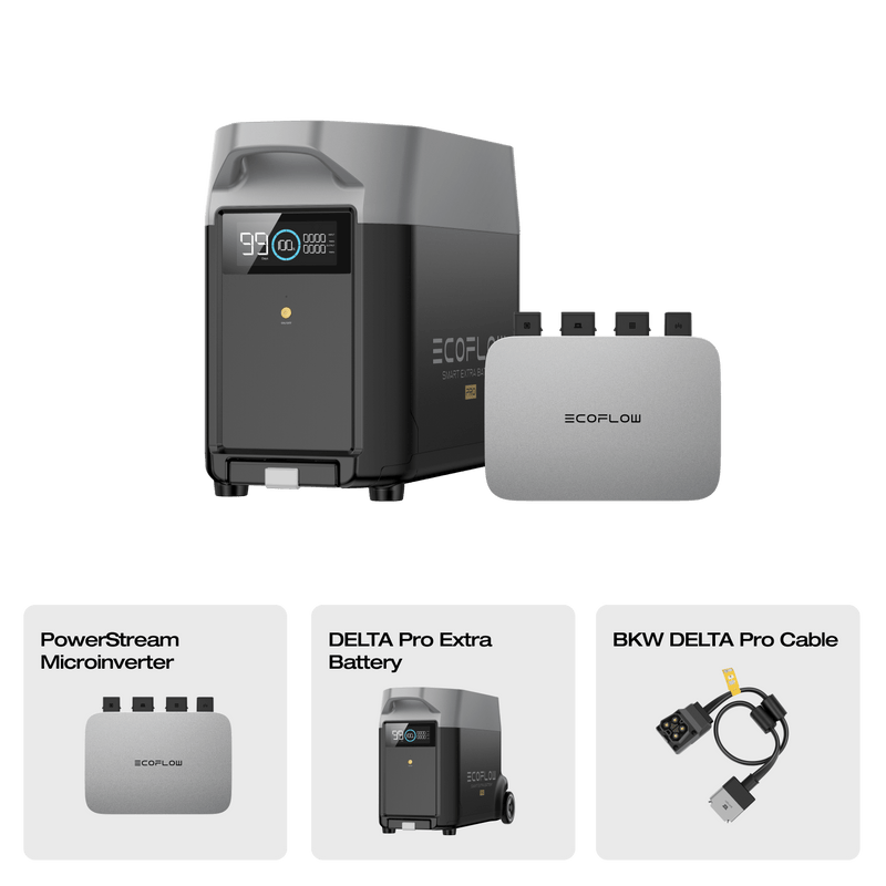 Carregue imagem no visualizador da galeriaEcoFlow DELTA Pro Smart Extra Battery (Recommended Accessory) DELTA Pro Extra Battery + PowerStream Microinverter 600W